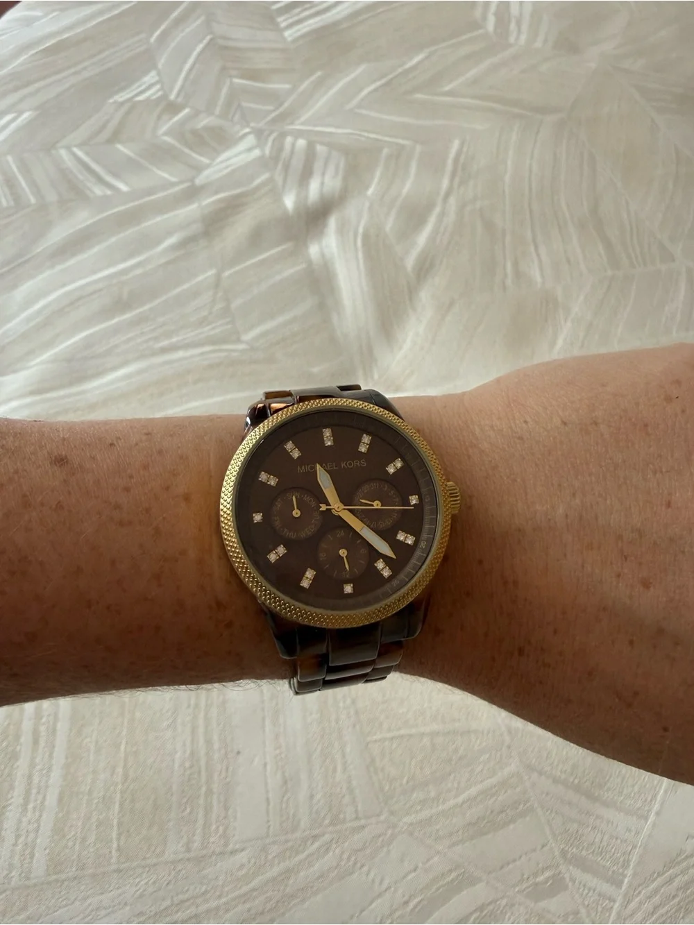 Michael Kors Tortoiseshell Brown and Gold Men’s Chronograph Watch